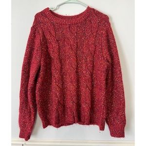 **3/$25** A New Day - Dark Red Marbled Cable-knit Sweater - XL